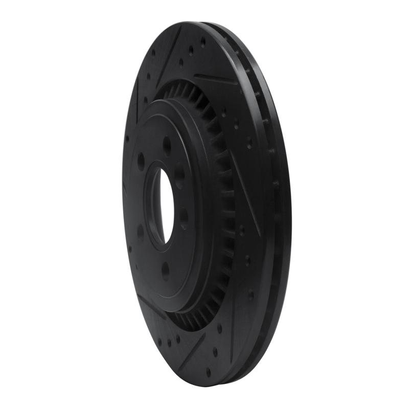 Volvo XC70 Brake Rotor (1) - Rear Left - R1 Concepts - Drilled & Slotted - Black - `07-`18